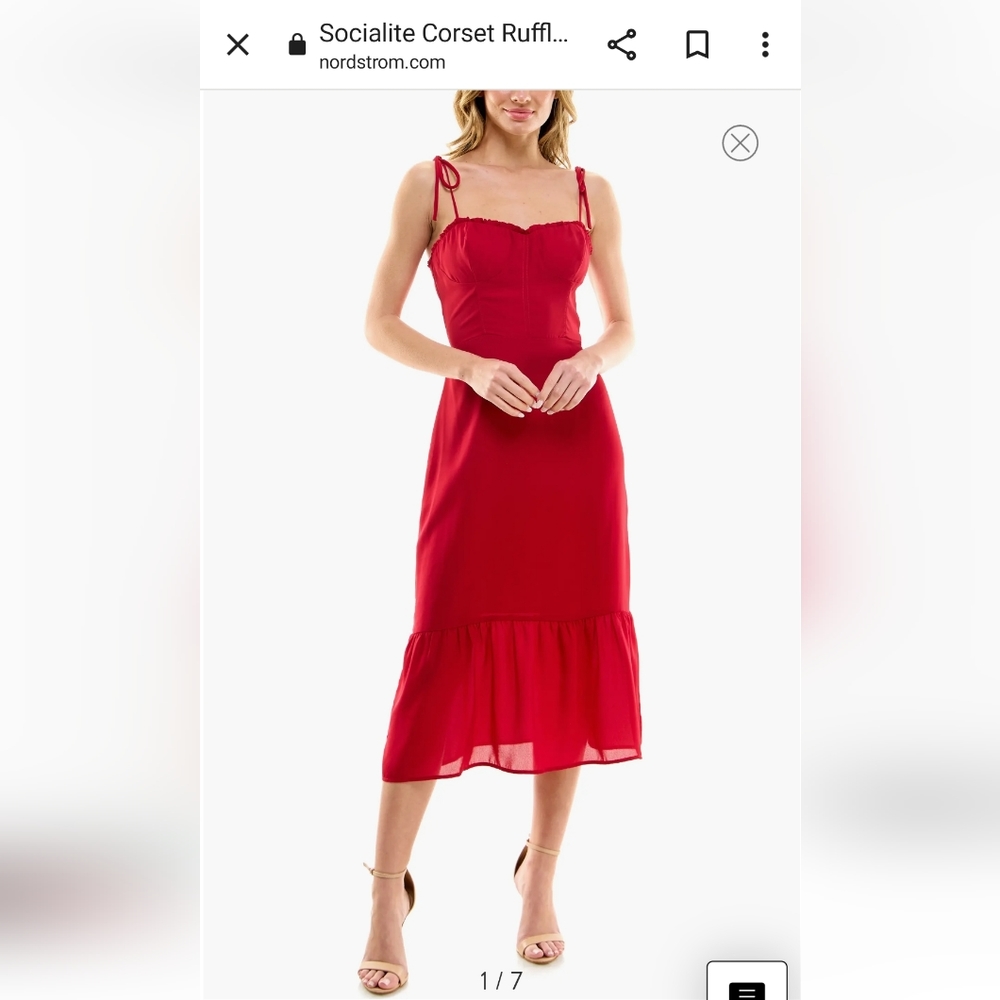 Socialite red dress corset ruffles Small
